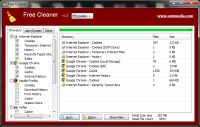 Click to view Free Cleaner 1.2 screenshot